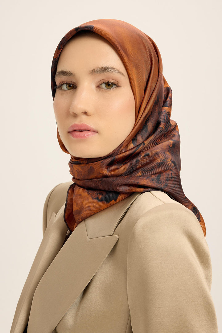 YONCA MULBERRY İPEK EŞARP 90*90 CM - TABA - Görsel 4