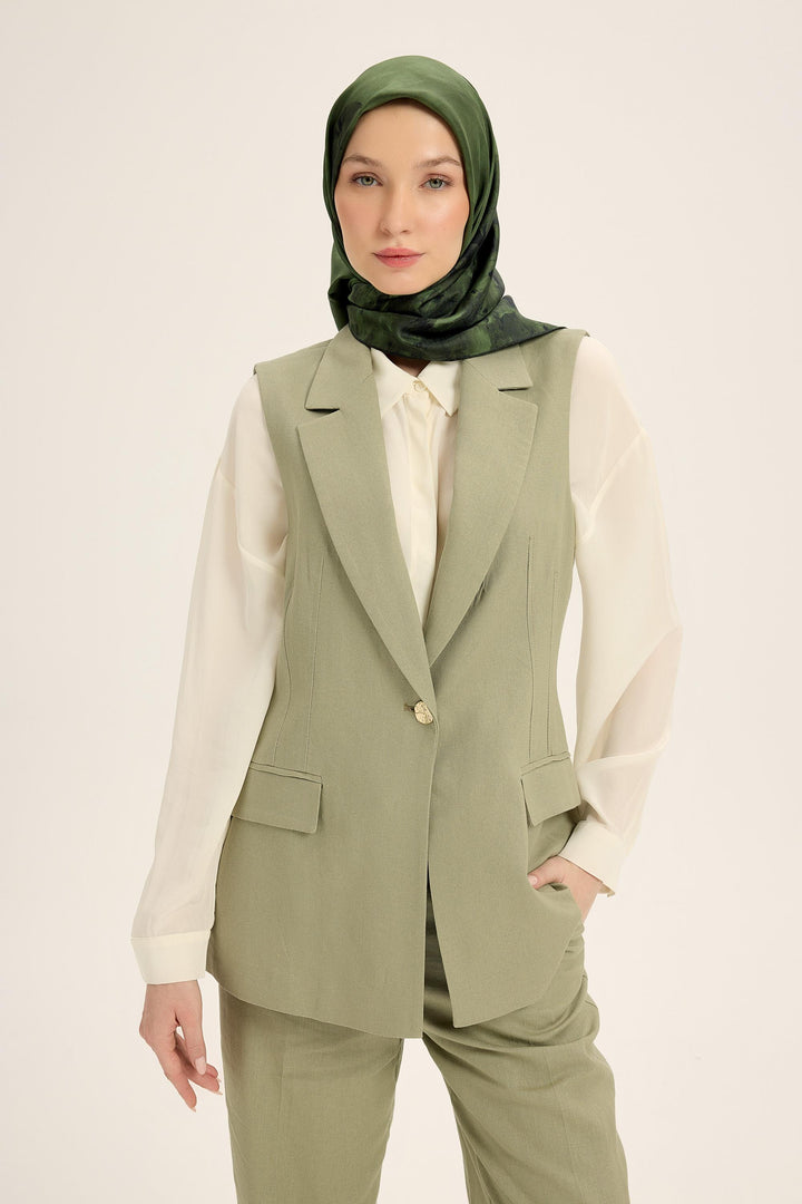 YONCA MULBERRY İPEK EŞARP 90*90 CM - KOYU YEŞİL - Görsel 2
