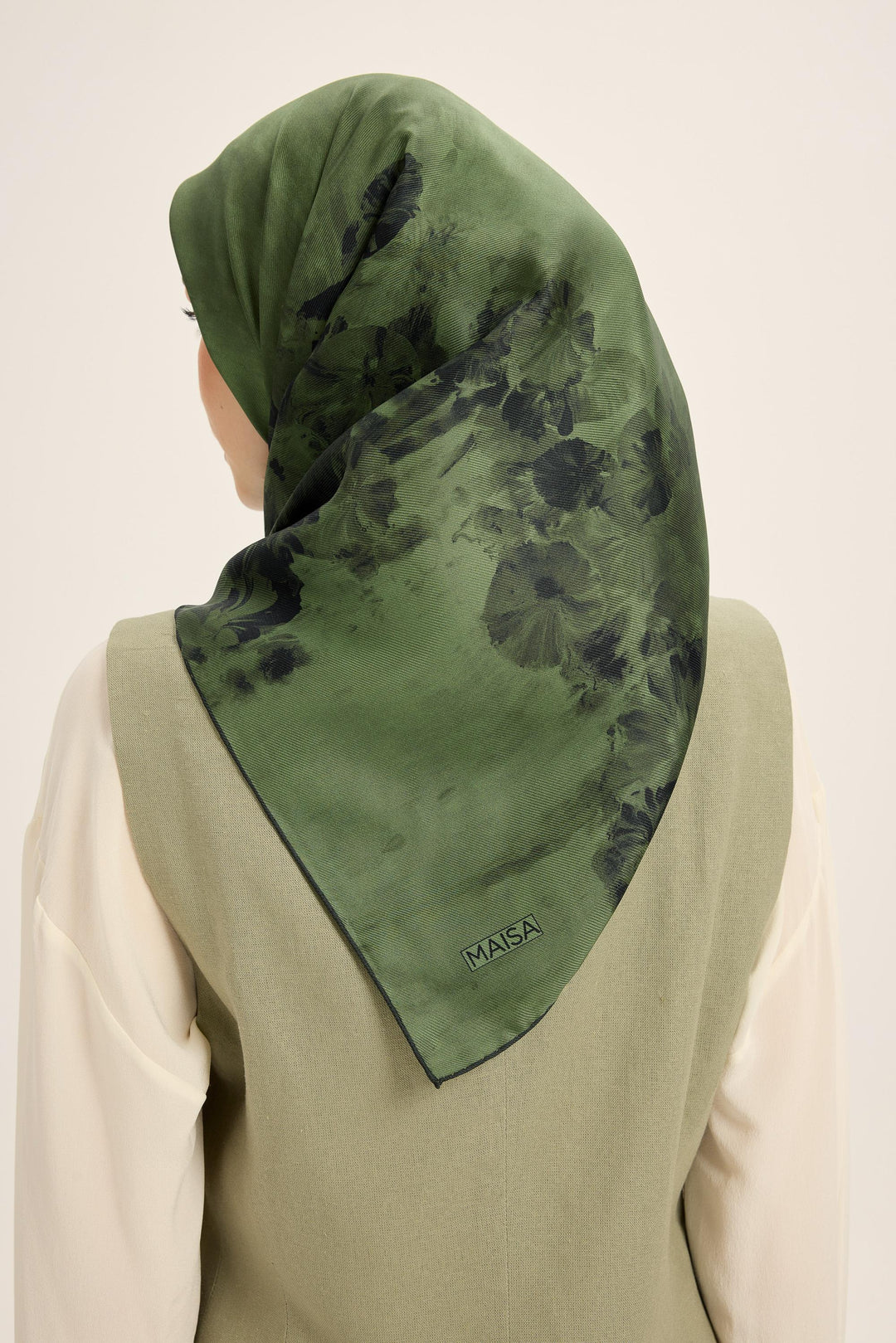 YONCA MULBERRY İPEK EŞARP 90*90 CM - KOYU YEŞİL - Görsel 4