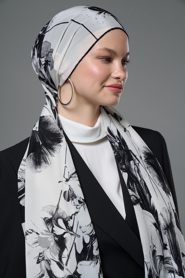 RİŞE KREP İPEK ŞAL 70*190  – EKRU - Görsel 6