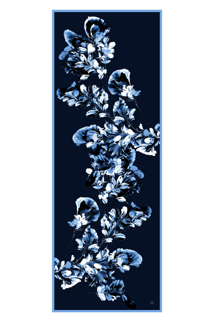 RİŞE KREP İPEK ŞAL 70*190 – LACİVERT - Görsel 1