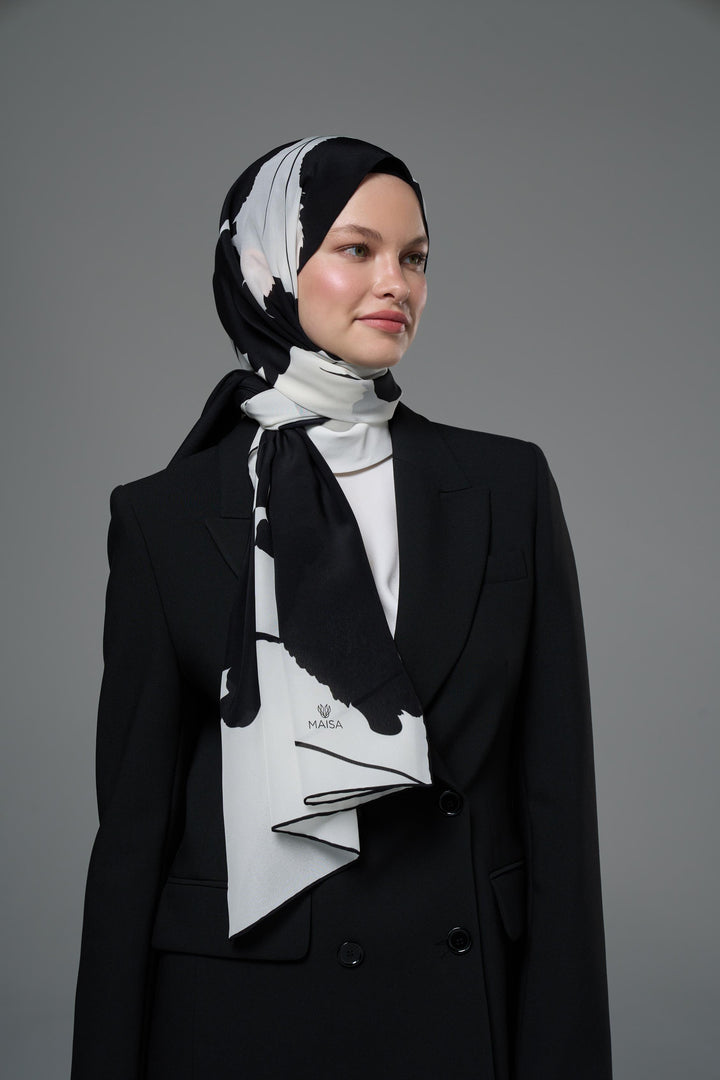SAF KREP İPEK ŞAL 70*190 – SİYAH - Görsel 2