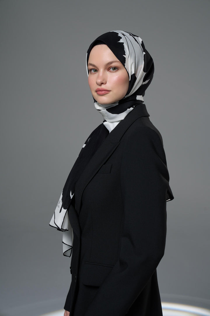 SAF KREP İPEK ŞAL 70*190 – SİYAH - Görsel 3