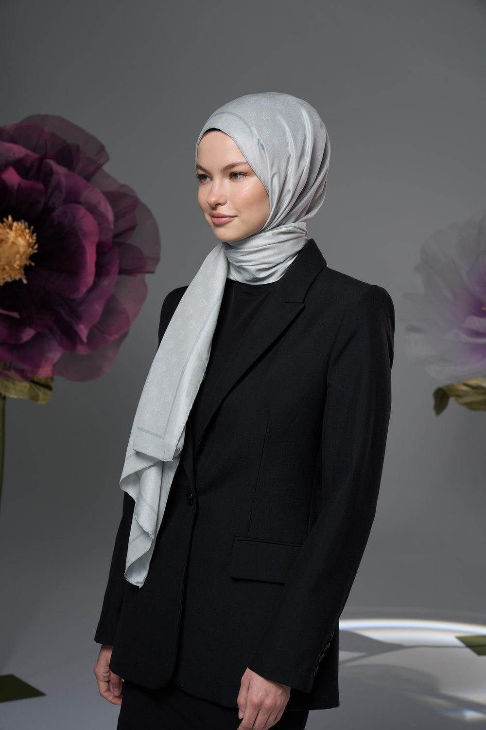 BİRCE PAMUK İPEK ŞAL 70*190 - GRİ - Görsel 2