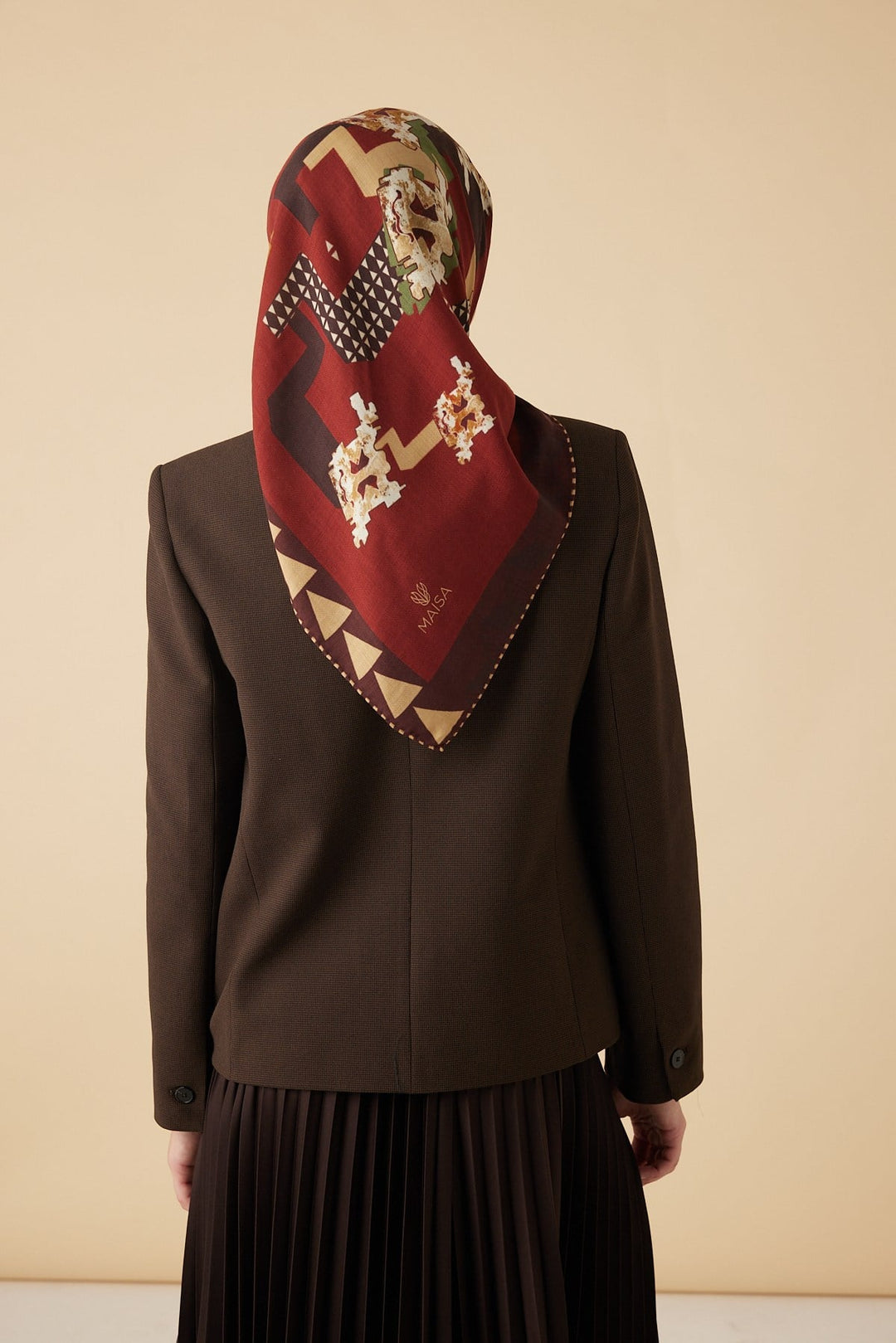 REHA YÜN ÜÇGEN ŞAL 140*140/2 CM - BORDO - Görsel 6