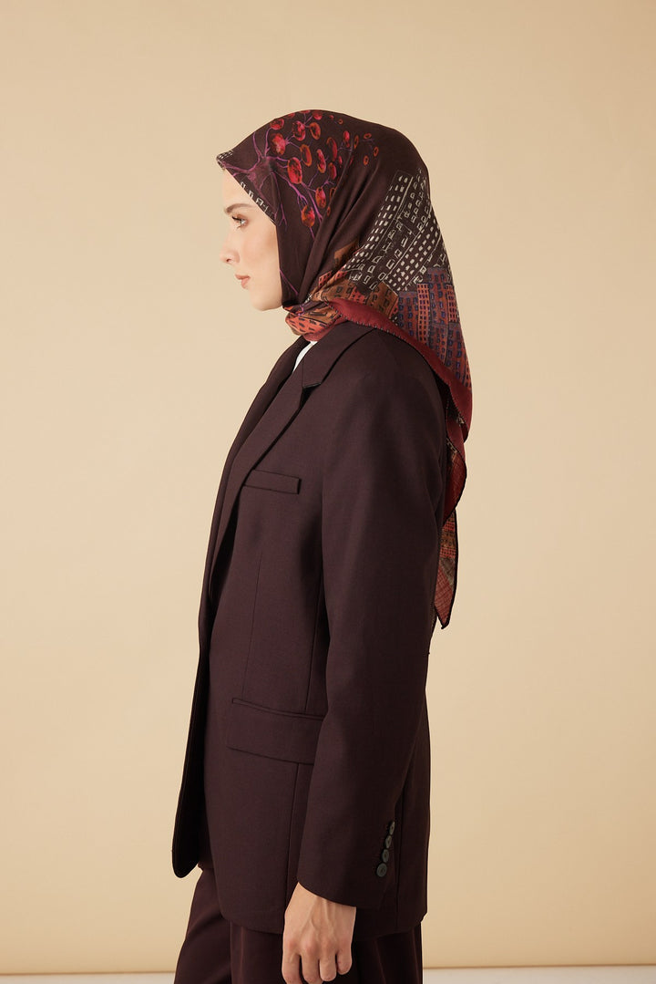 HAYAT YÜN ÜÇGEN ŞAL 140*140/2 CM - BORDO - Görsel 4