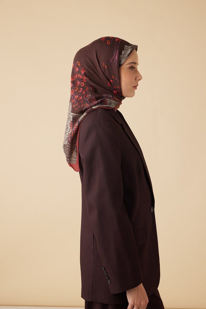 HAYAT YÜN ÜÇGEN ŞAL 140*140/2 CM - BORDO - Görsel 5
