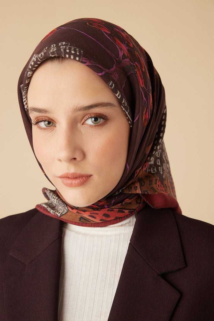 HAYAT YÜN ÜÇGEN ŞAL 140*140/2 CM - BORDO - Görsel 7