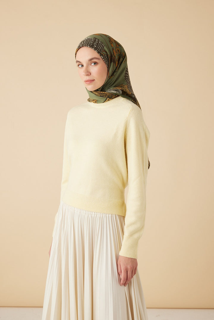 HAYAT YÜN ÜÇGEN ŞAL 140*140/2 CM - HAKİ - Görsel 3