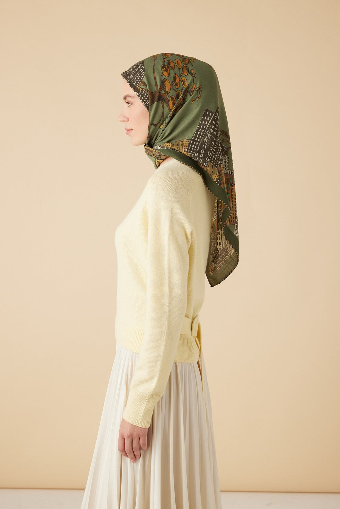 HAYAT YÜN ÜÇGEN ŞAL 140*140/2 CM - HAKİ - Görsel 4