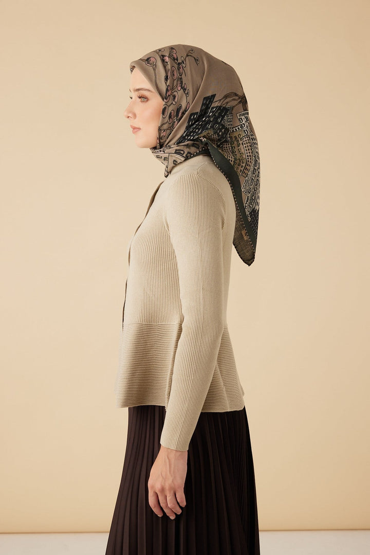 HAYAT YÜN ÜÇGEN ŞAL 140*140/2 CM - VİZON - Görsel 3