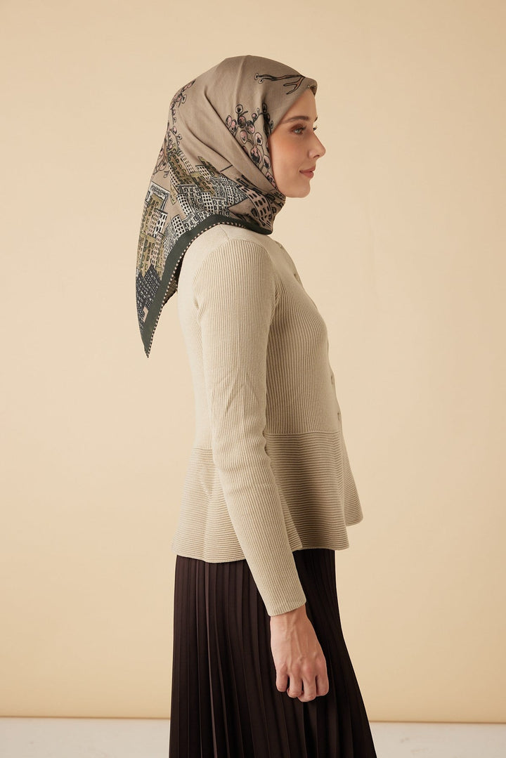 HAYAT YÜN ÜÇGEN ŞAL 140*140/2 CM - VİZON - Görsel 4