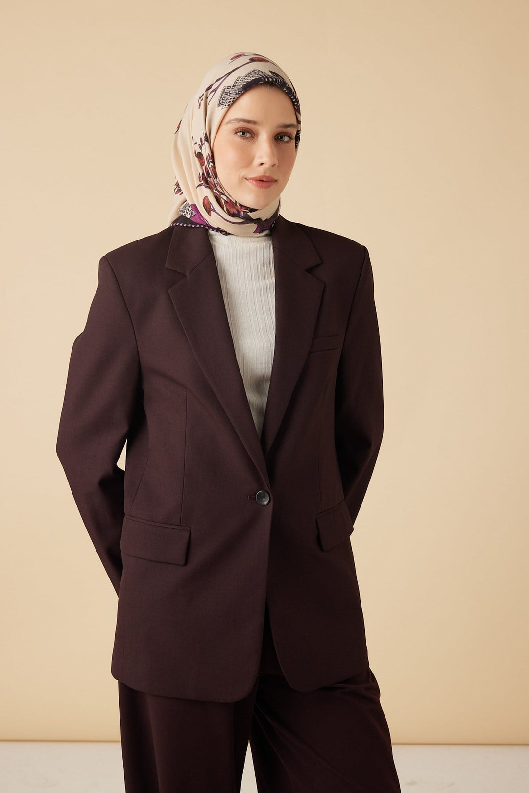 HAYAT YÜN ÜÇGEN ŞAL 140*140/2 CM - EKRU - Görsel 2