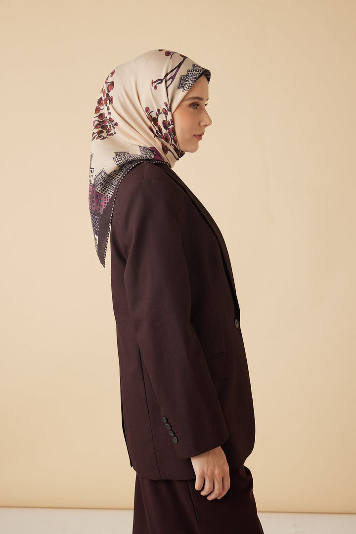 HAYAT YÜN ÜÇGEN ŞAL 140*140/2 CM - EKRU - Görsel 5