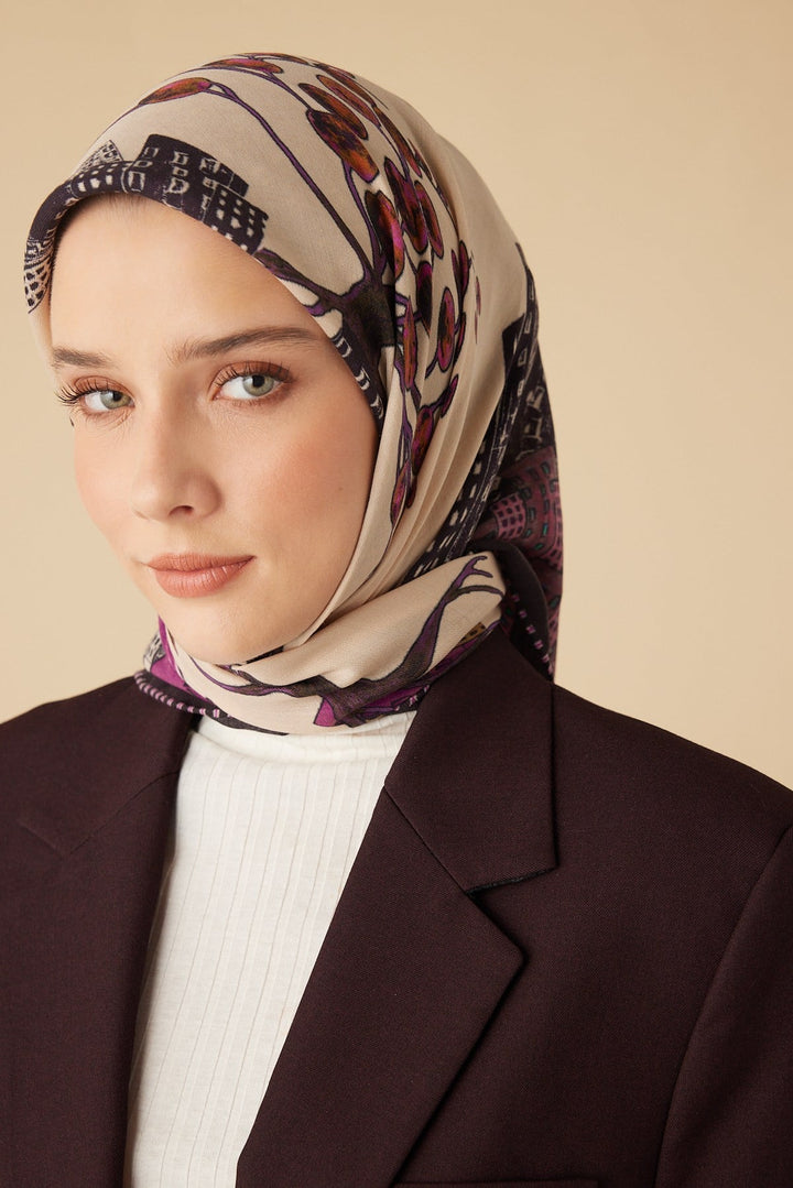 HAYAT YÜN ÜÇGEN ŞAL 140*140/2 CM - EKRU - Görsel 7
