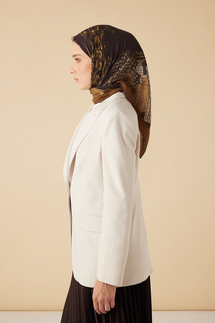 HAYAT YÜN ÜÇGEN ŞAL 140*140/2 CM - KAHVERENGİ - Görsel 3