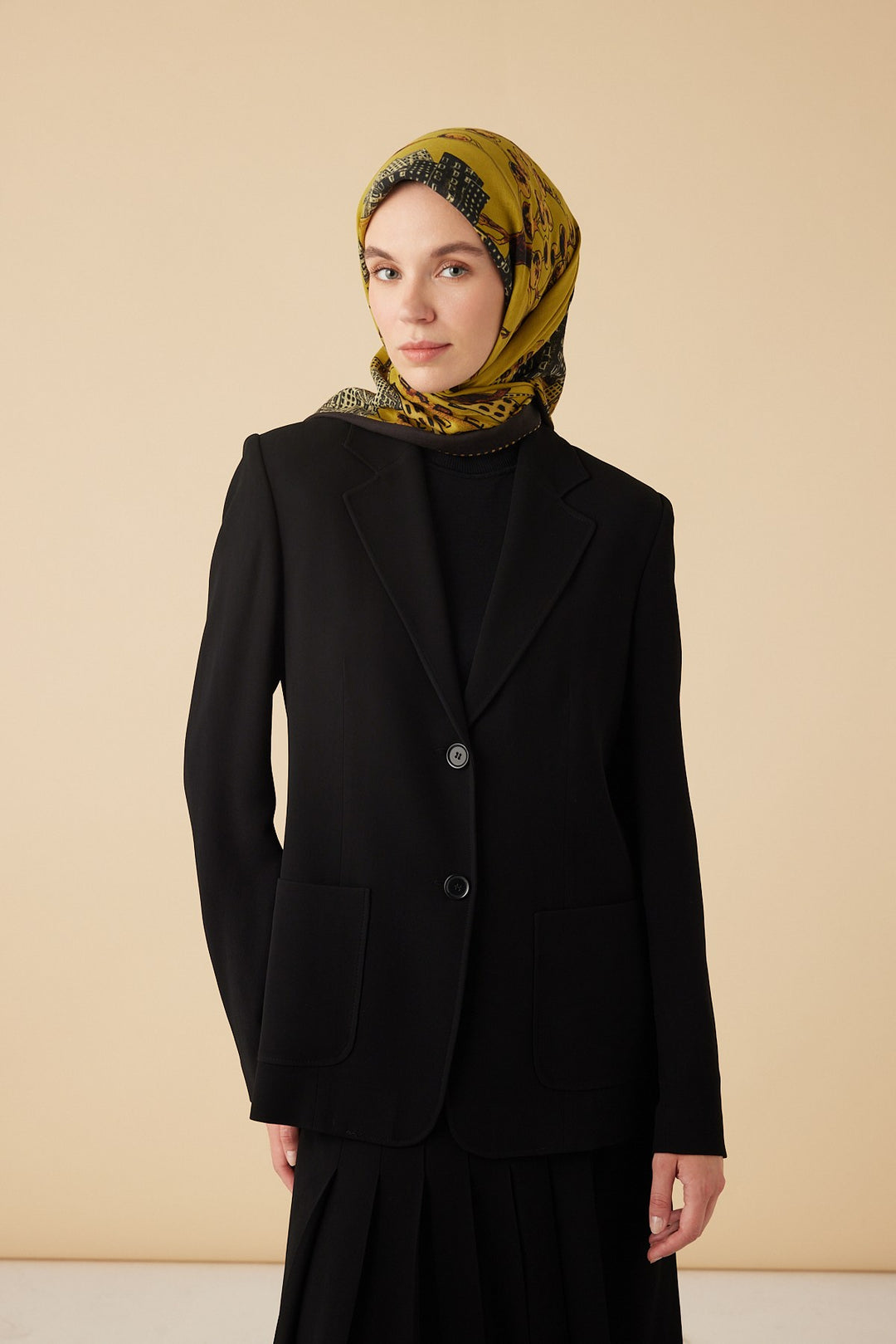 HAYAT YÜN ÜÇGEN ŞAL 140*140/2 CM - HARDAL - Görsel 1