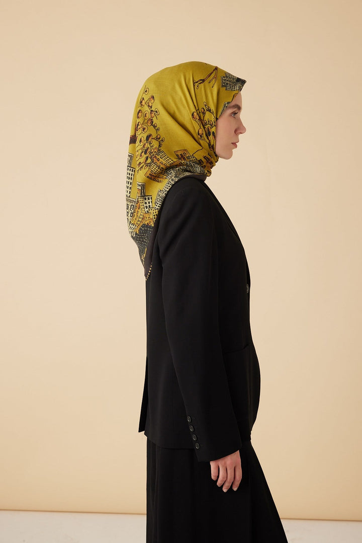 HAYAT YÜN ÜÇGEN ŞAL 140*140/2 CM - HARDAL - Görsel 3