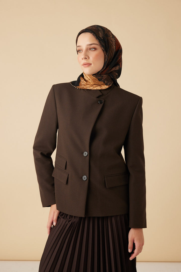 GİNKO YÜN ÜÇGEN ŞAL 140*140/2 CM - ACI KAHVE - Görsel 2