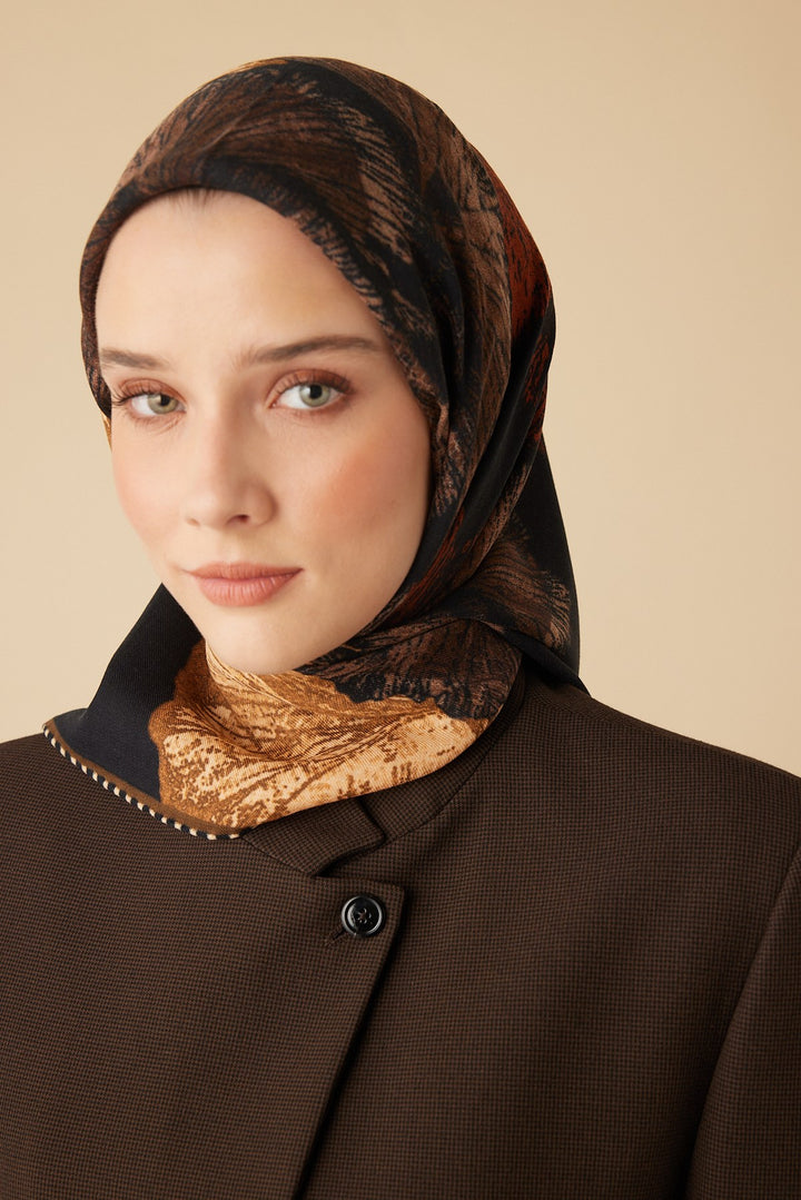 GİNKO YÜN ÜÇGEN ŞAL 140*140/2 CM - ACI KAHVE - Görsel 7