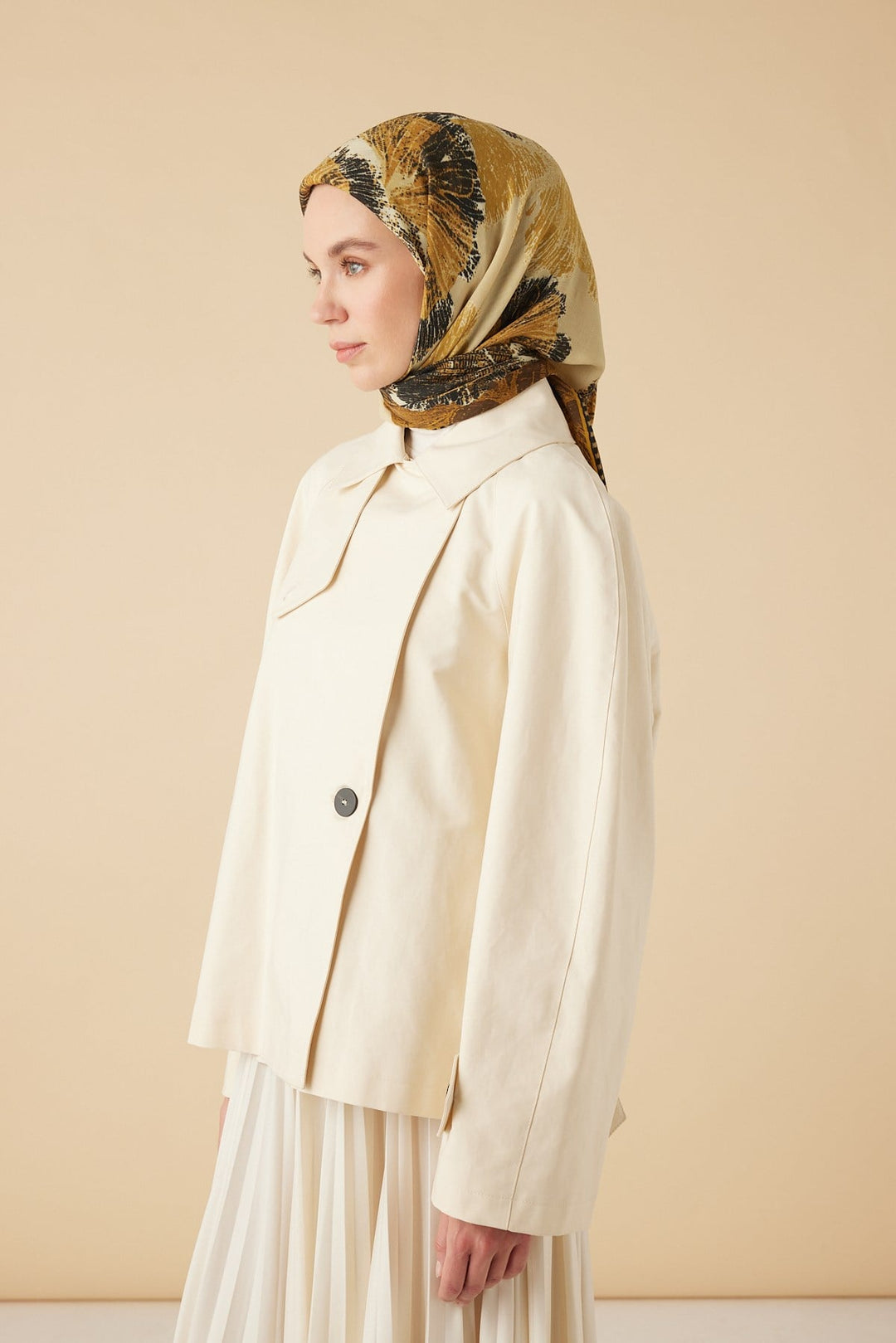 GİNKO YÜN ÜÇGEN ŞAL 140*140/2 CM - HARDAL - Görsel 2