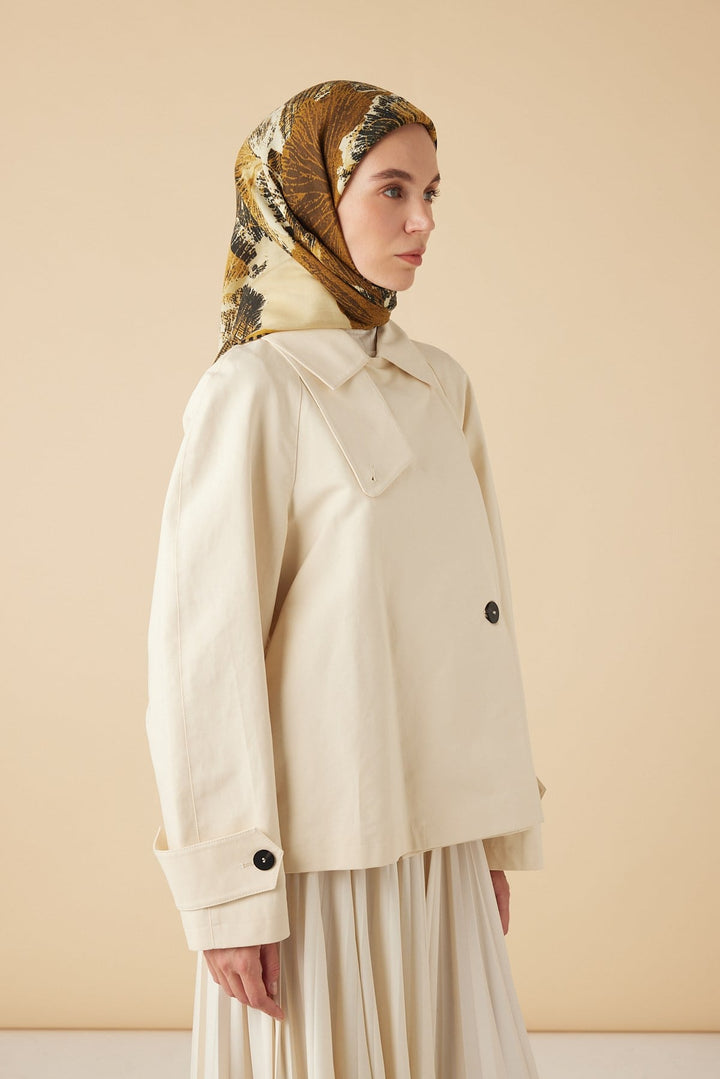 GİNKO YÜN ÜÇGEN ŞAL 140*140/2 CM - HARDAL - Görsel 3