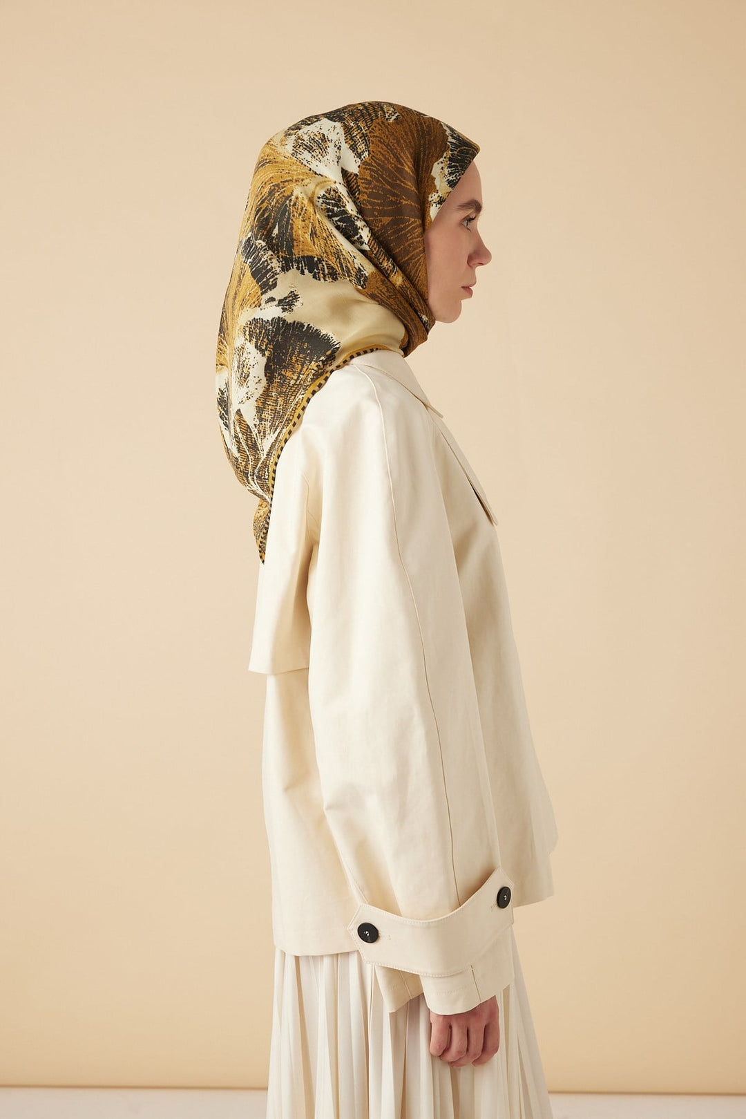 GİNKO YÜN ÜÇGEN ŞAL 140*140/2 CM - HARDAL - Görsel 4
