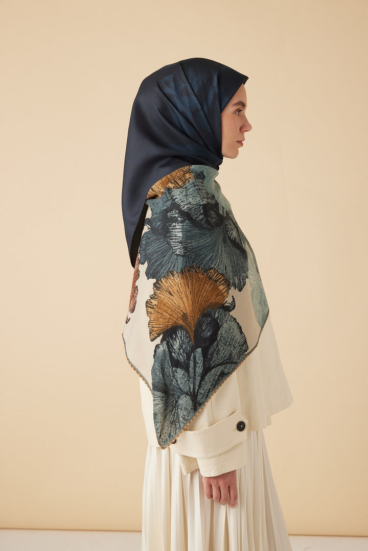 GİNKO YÜN ÜÇGEN ŞAL 140*140/2 CM - BUZ MAVİ - Görsel 5