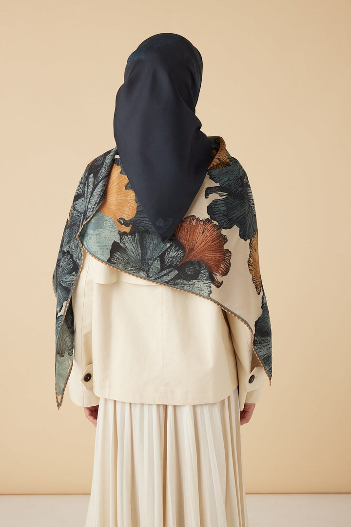 GİNKO YÜN ÜÇGEN ŞAL 140*140/2 CM - BUZ MAVİ - Görsel 6