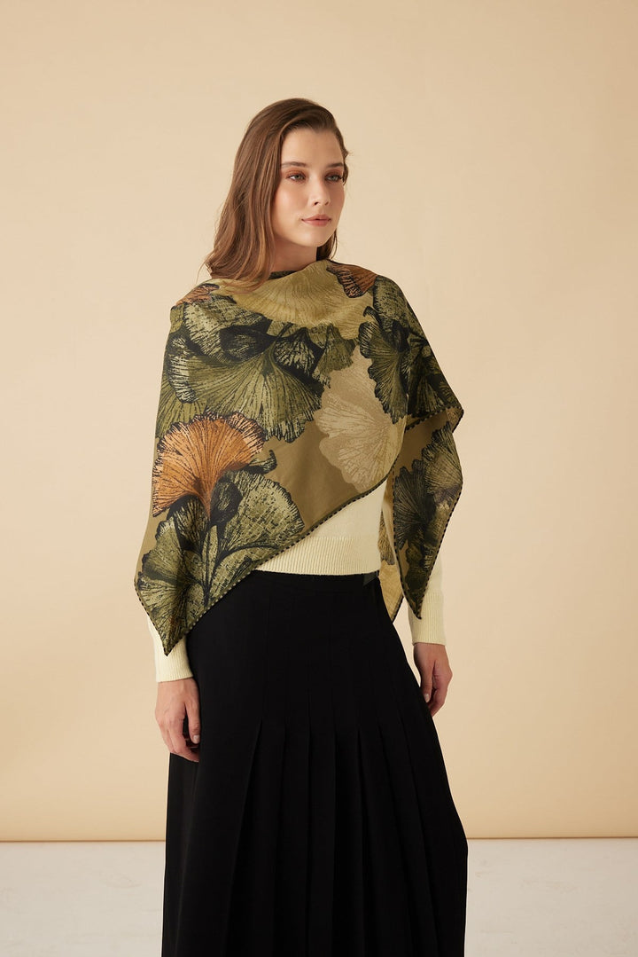 GİNKO YÜN ÜÇGEN ŞAL 140*140/2 CM - HAKİ - Görsel 3