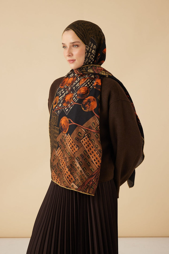 HAYAT YÜN İPEK KAŞMİR ŞAL 70*200 CM - TURUNCU - Görsel 3