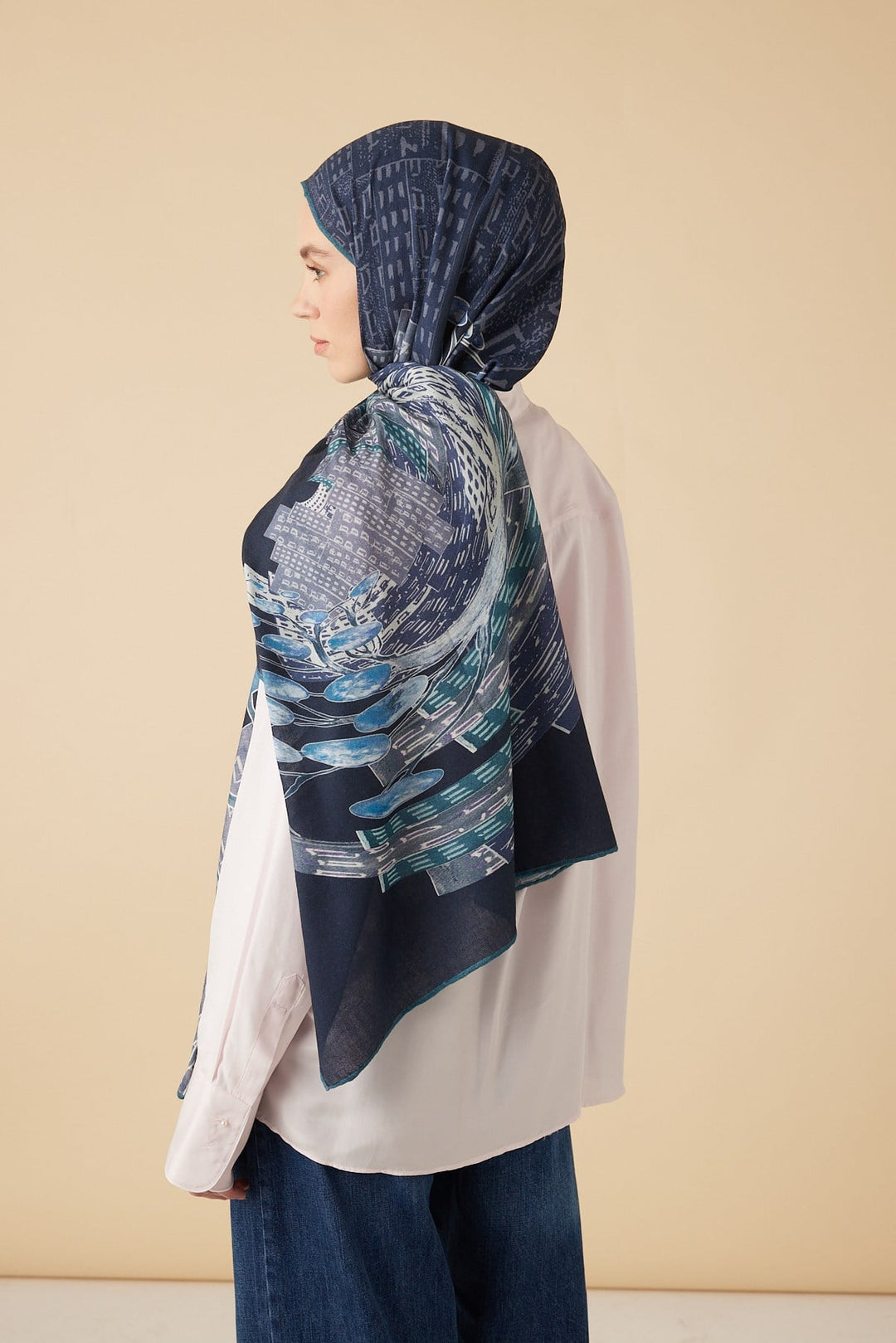 HAYAT YÜN İPEK KAŞMİR ŞAL 70*200 CM - MAVİ - Görsel 4