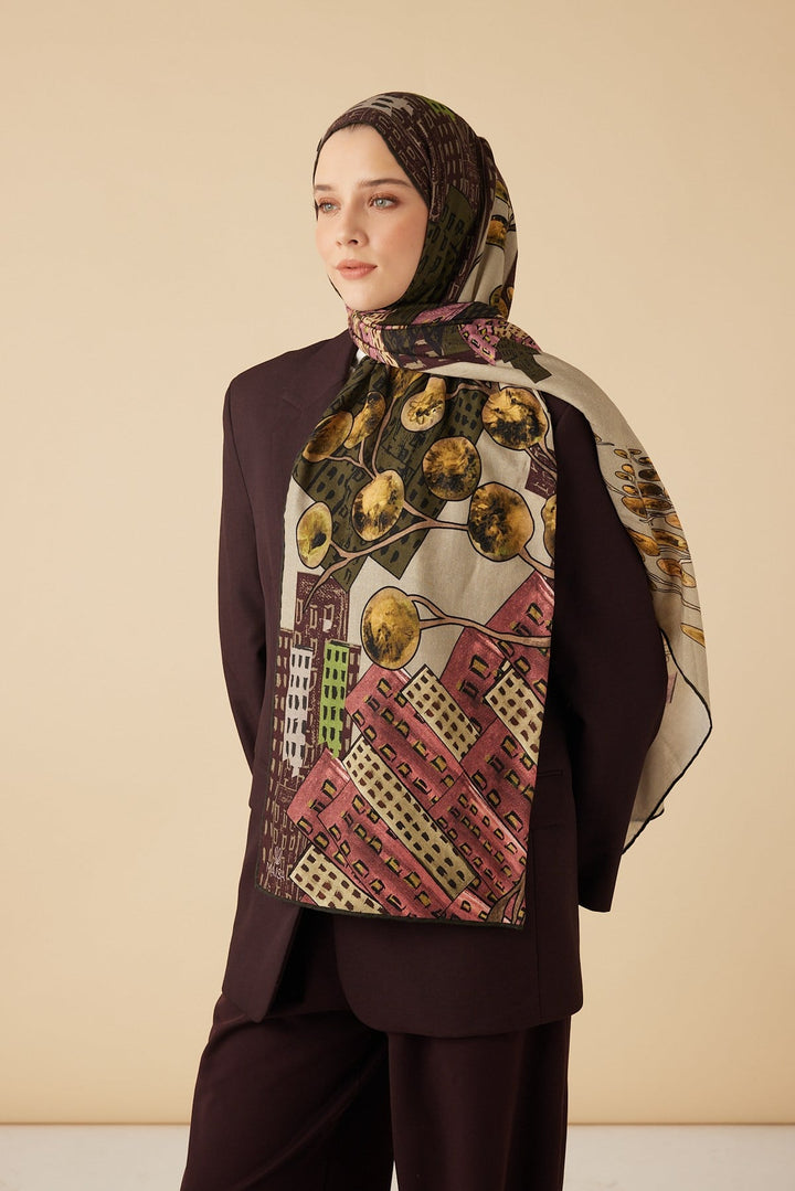 HAYAT YÜN İPEK KAŞMİR ŞAL 70*200 CM - HAKİ - Görsel 1