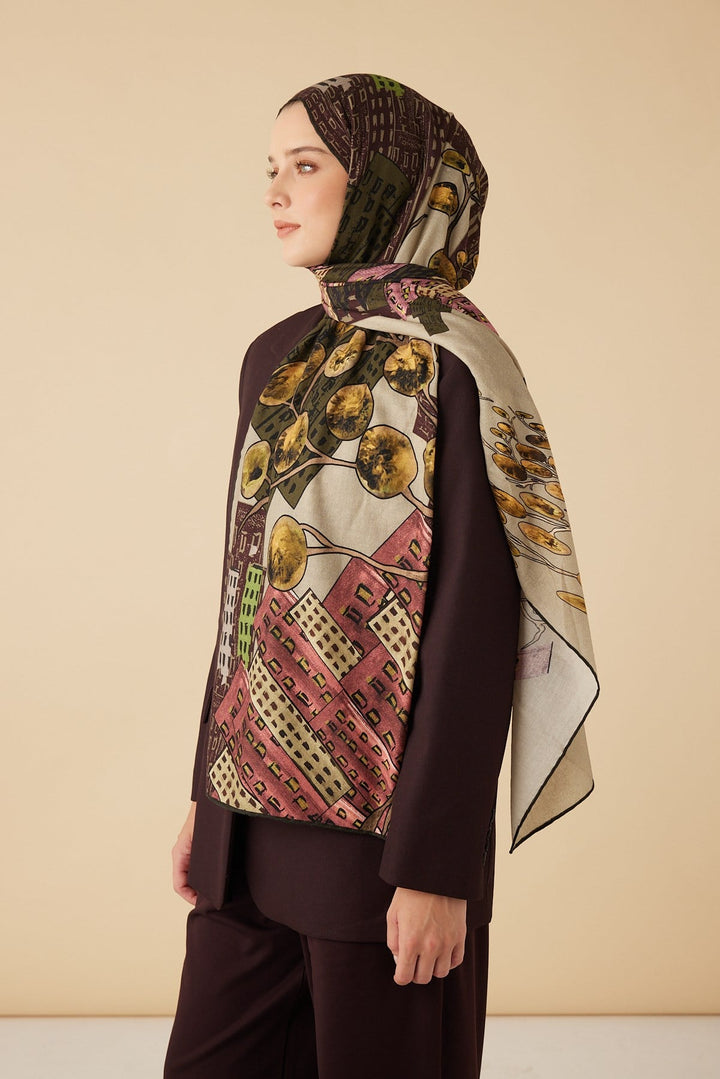 HAYAT YÜN İPEK KAŞMİR ŞAL 70*200 CM - HAKİ - Görsel 3