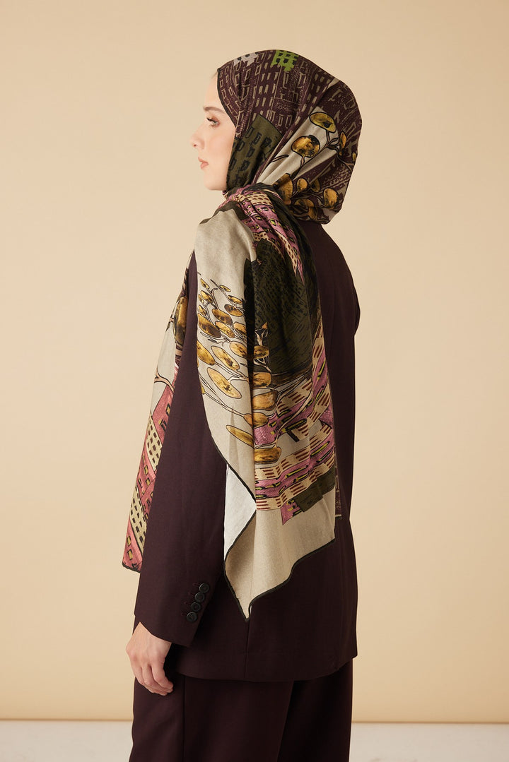 HAYAT YÜN İPEK KAŞMİR ŞAL 70*200 CM - HAKİ - Görsel 4