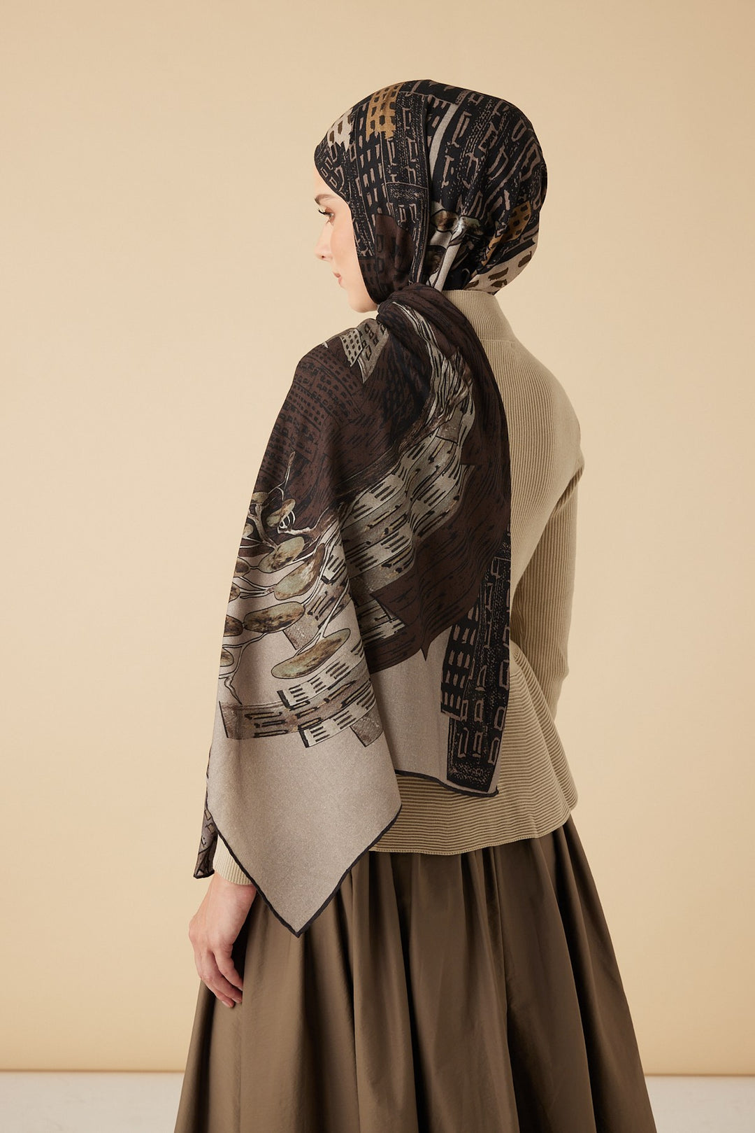HAYAT YÜN İPEK KAŞMİR ŞAL 70*200 CM - KAHVERENGİ - Görsel 4