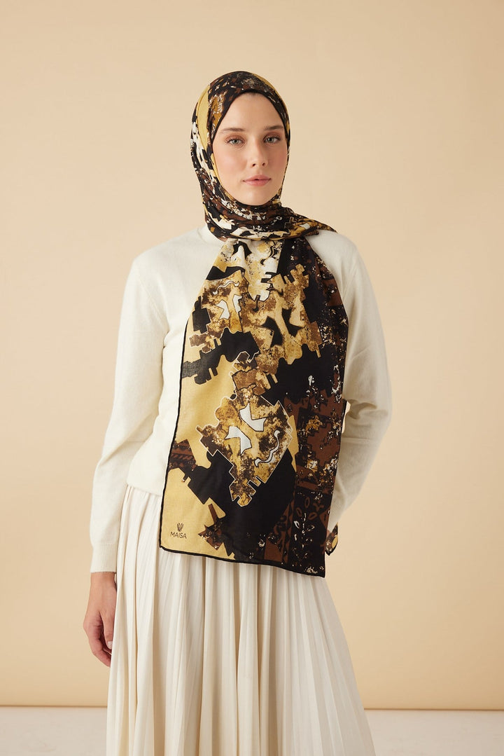 ELAN YÜN İPEK KAŞMİR ŞAL 70*200 CM - KAHVERENGİ - Görsel 2