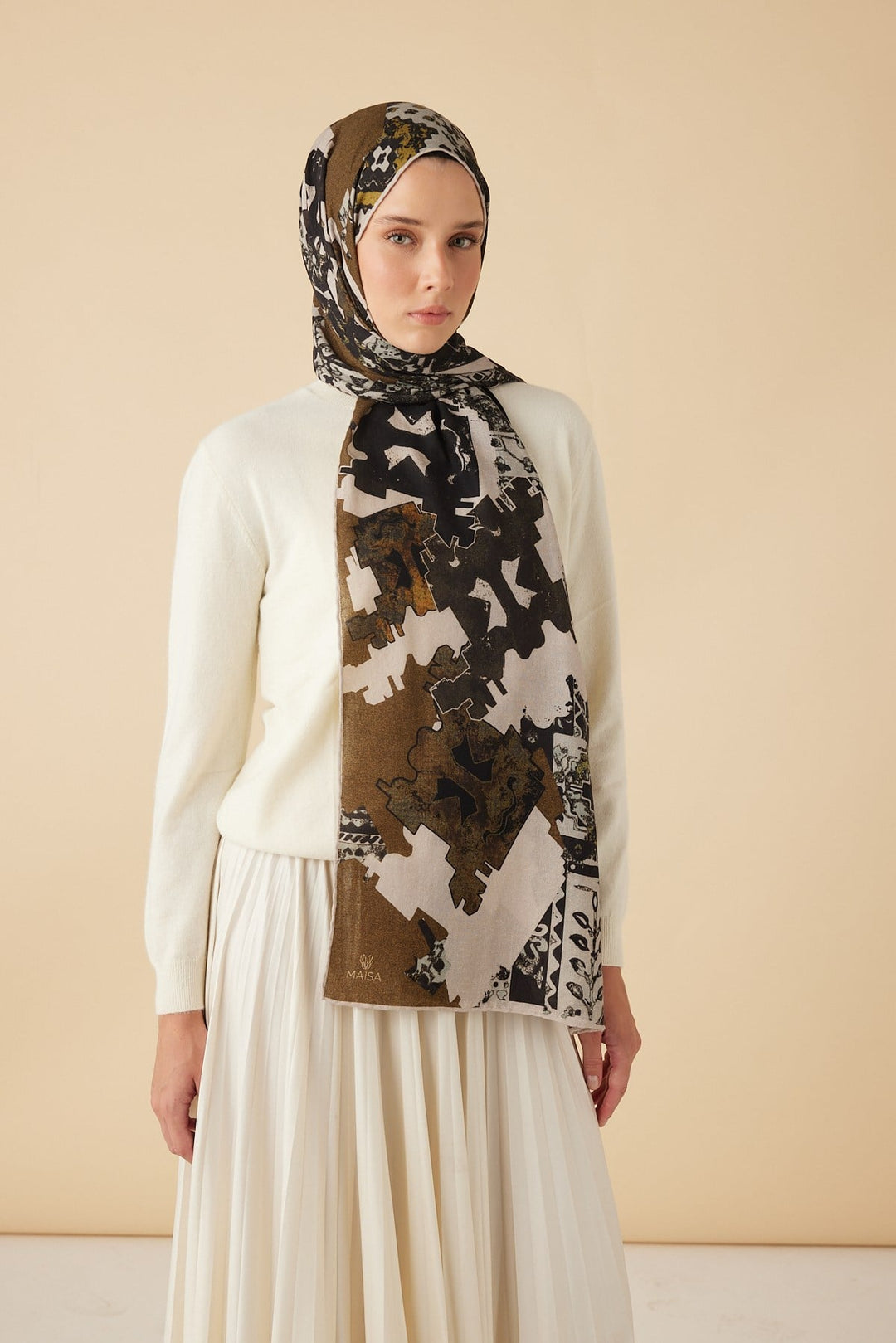 ELAN YÜN İPEK KAŞMİR ŞAL 70*200 CM - HARDAL - Görsel 3