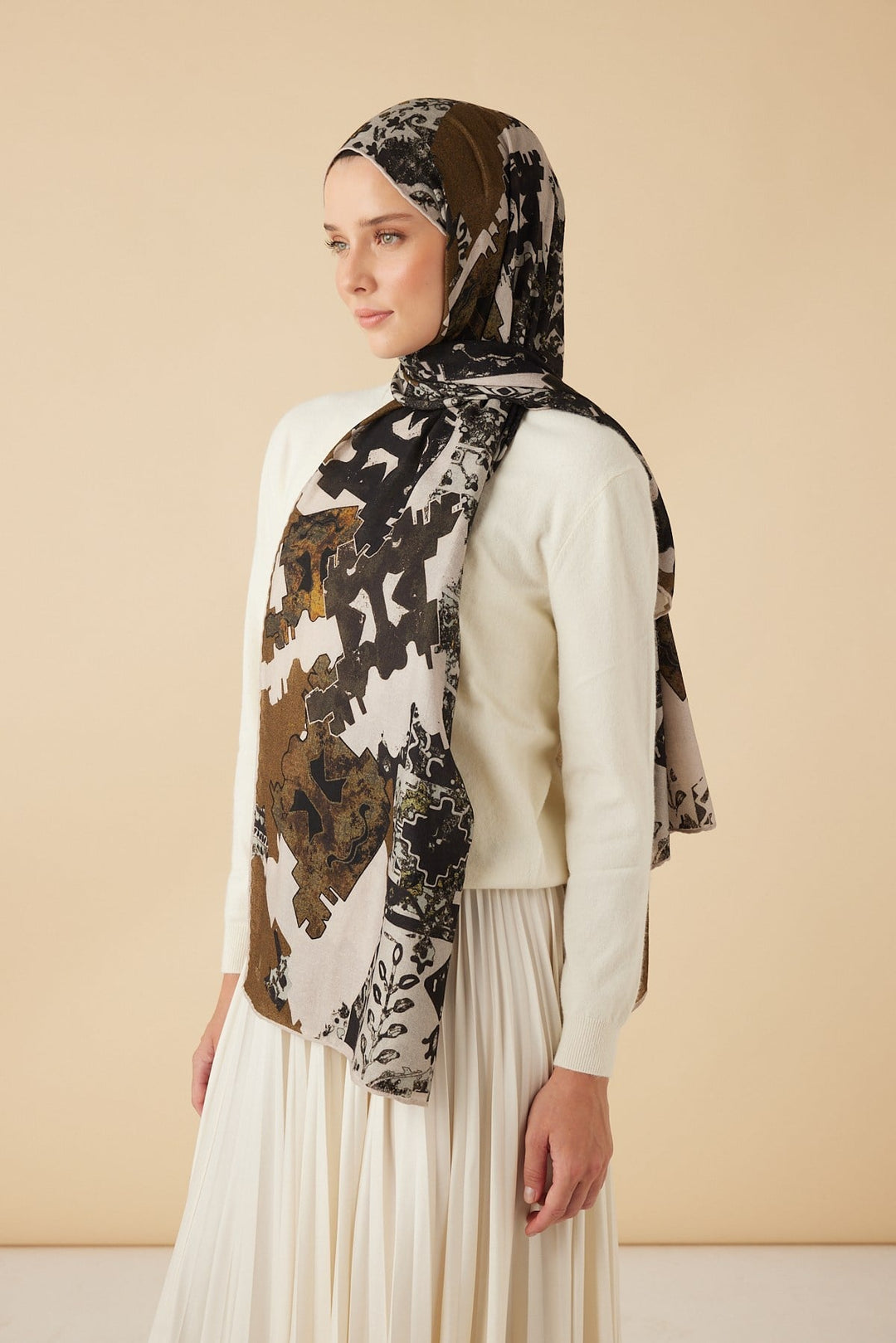 ELAN YÜN İPEK KAŞMİR ŞAL 70*200 CM - HARDAL - Görsel 4