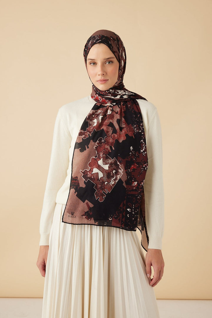 ELAN YÜN İPEK KAŞMİR ŞAL 70*200 CM - BORDO - Görsel 1