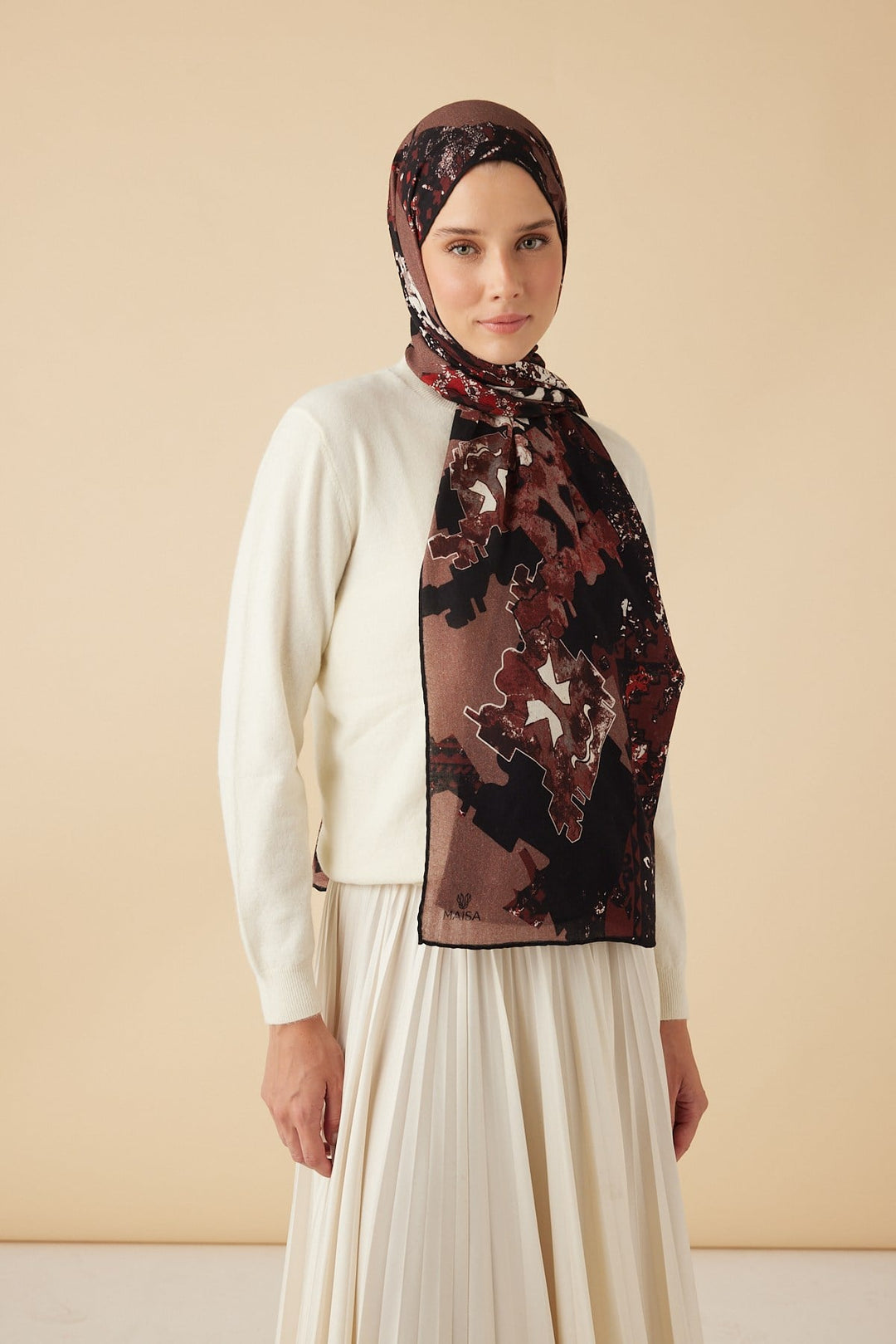 ELAN YÜN İPEK KAŞMİR ŞAL 70*200 CM - BORDO - Görsel 2