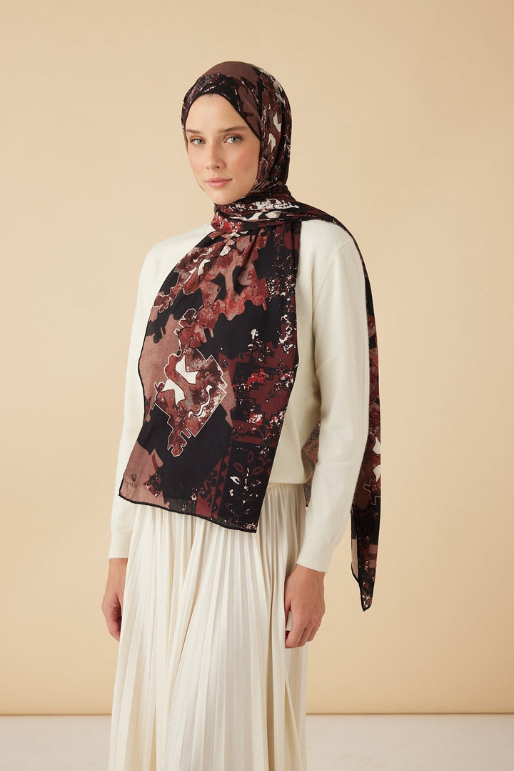 ELAN YÜN İPEK KAŞMİR ŞAL 70*200 CM - BORDO - Görsel 4