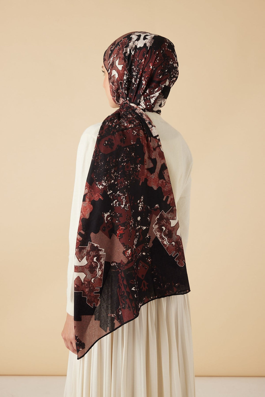 ELAN YÜN İPEK KAŞMİR ŞAL 70*200 CM - BORDO - Görsel 6