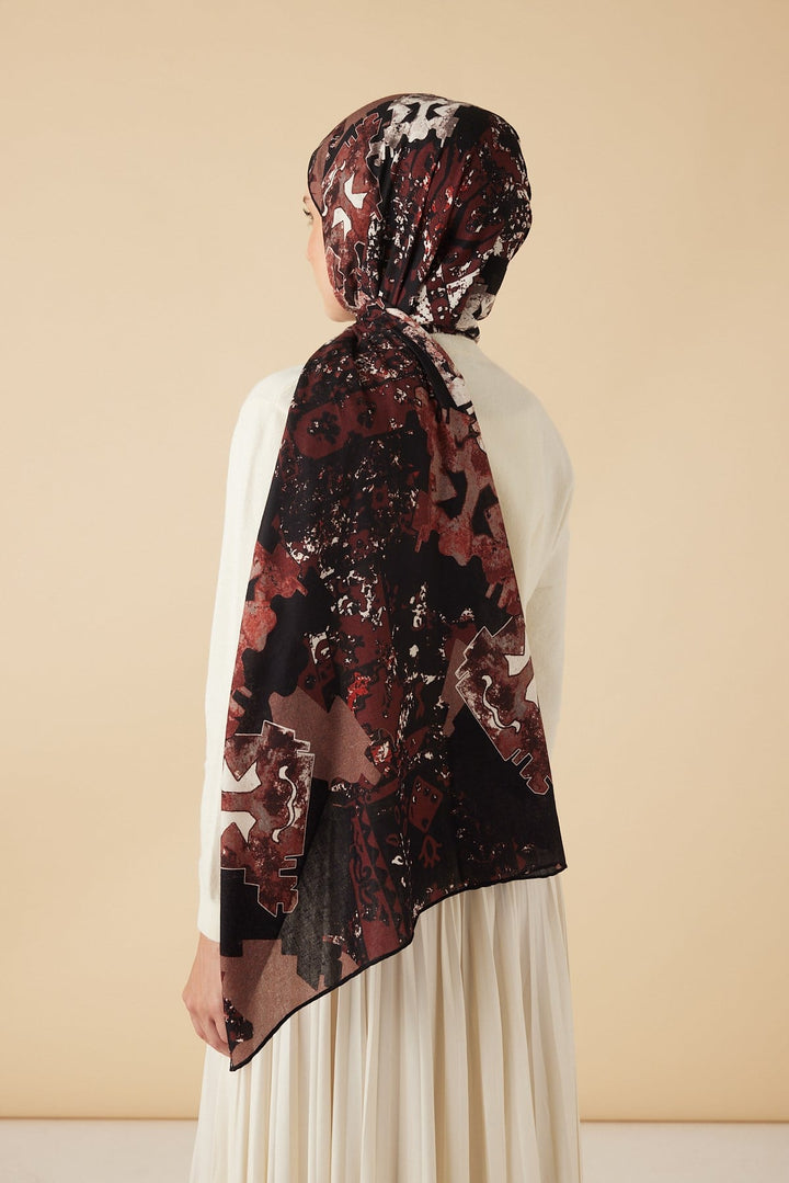 ELAN YÜN İPEK KAŞMİR ŞAL 70*200 CM - BORDO - Görsel 6