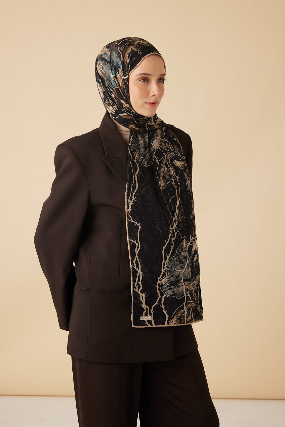 VUSLAT YÜN İPEK KAŞMİR ŞAL 70*200 CM - KAHVERENGİ - Görsel 2