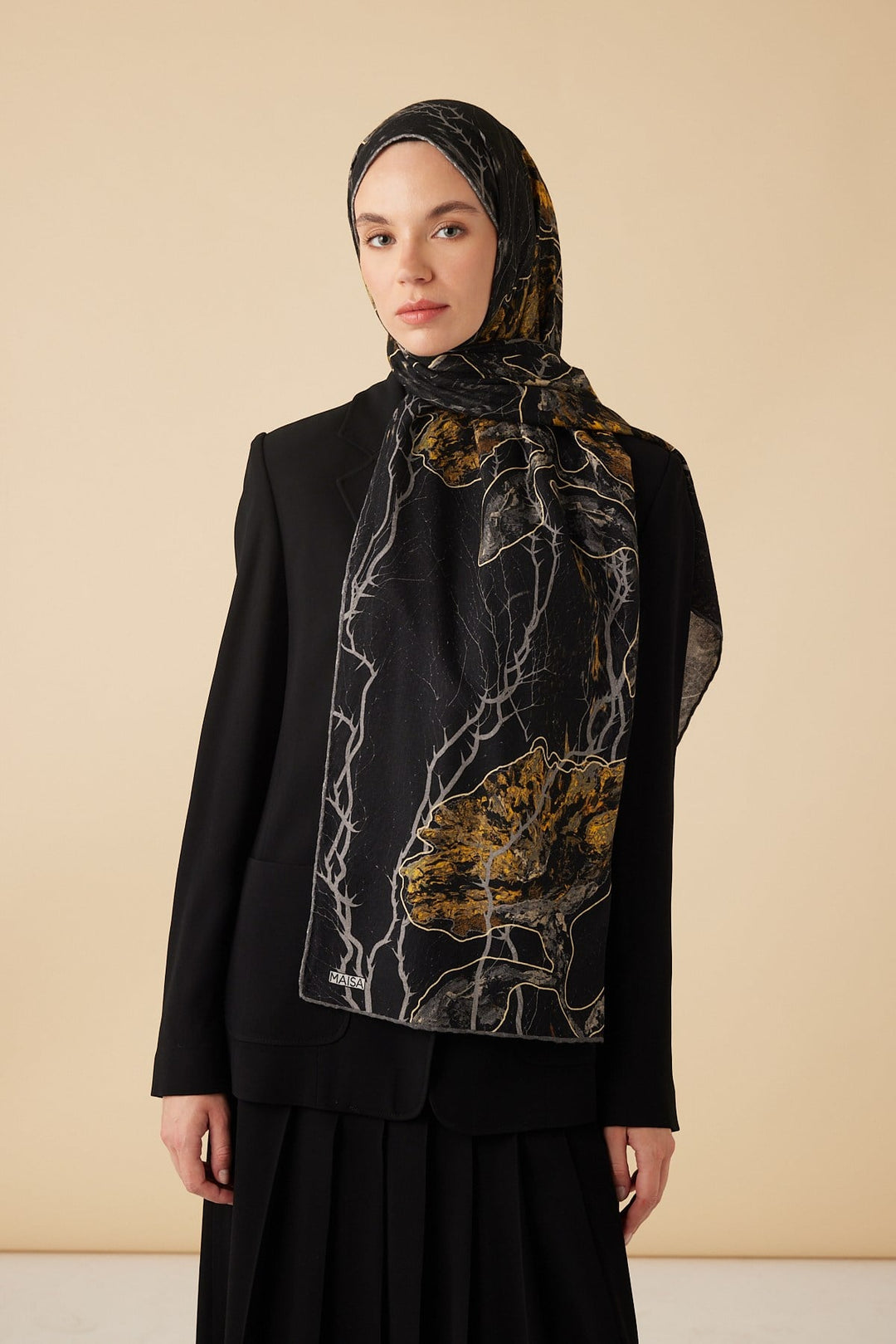 VUSLAT YÜN İPEK KAŞMİR ŞAL 70*200 CM - ANTRASİT - Görsel 1