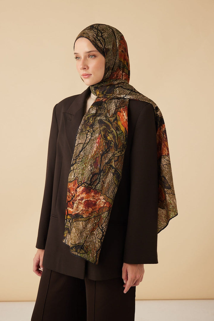 VUSLAT YÜN İPEK KAŞMİR ŞAL 70*200 CM - HAKİ - Görsel 1