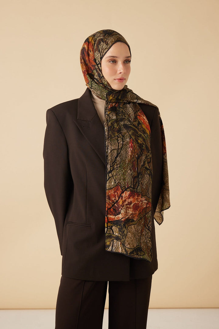VUSLAT YÜN İPEK KAŞMİR ŞAL 70*200 CM - HAKİ - Görsel 2
