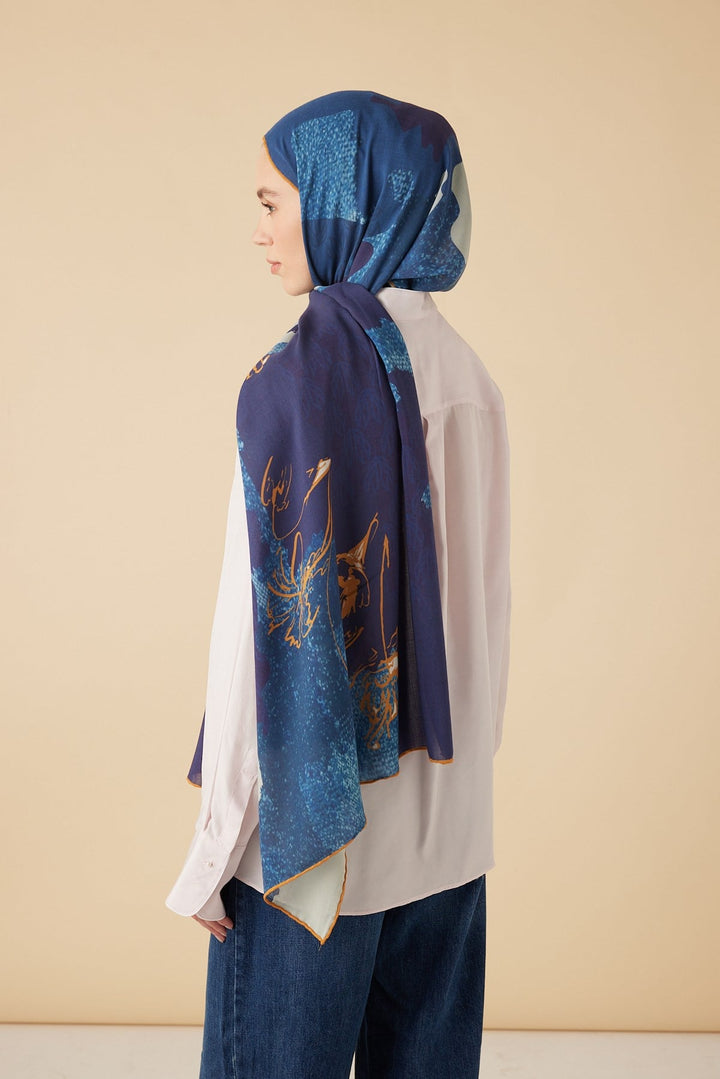 SİMAY YÜN MODAL ŞAL 70*200 CM - MAVİ - Görsel 3