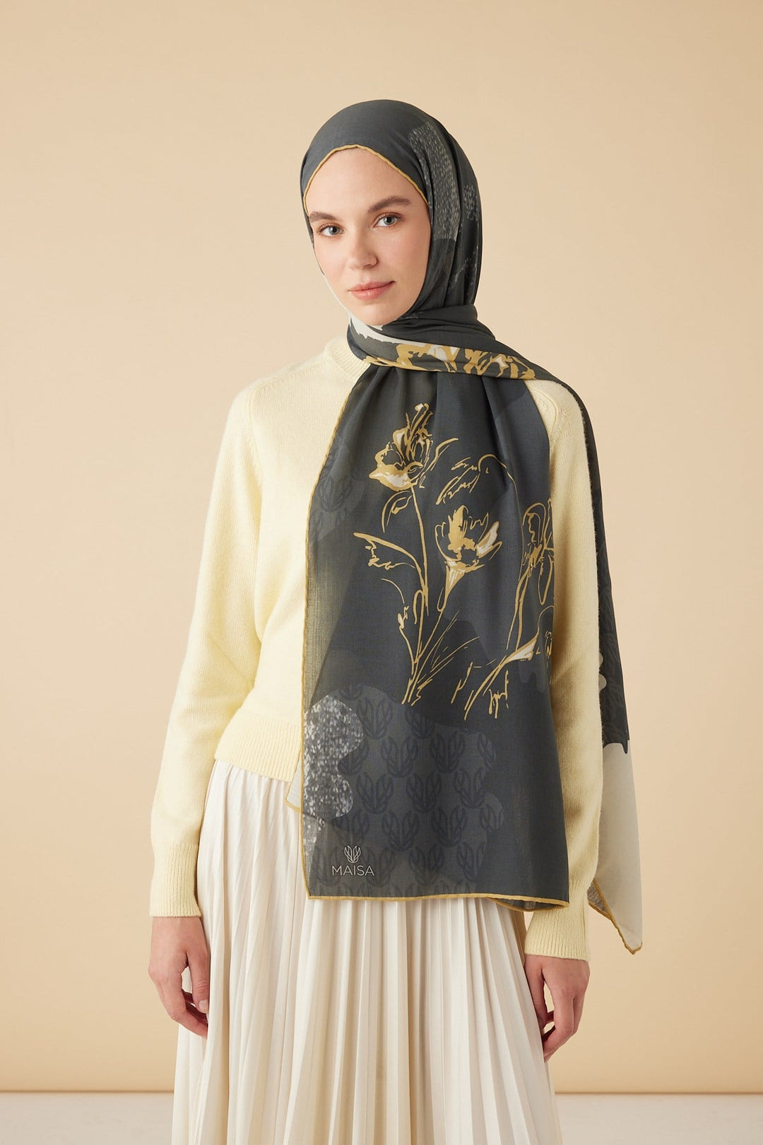 SİMAY YÜN MODAL ŞAL 70*200 CM - SİYAH - Görsel 1